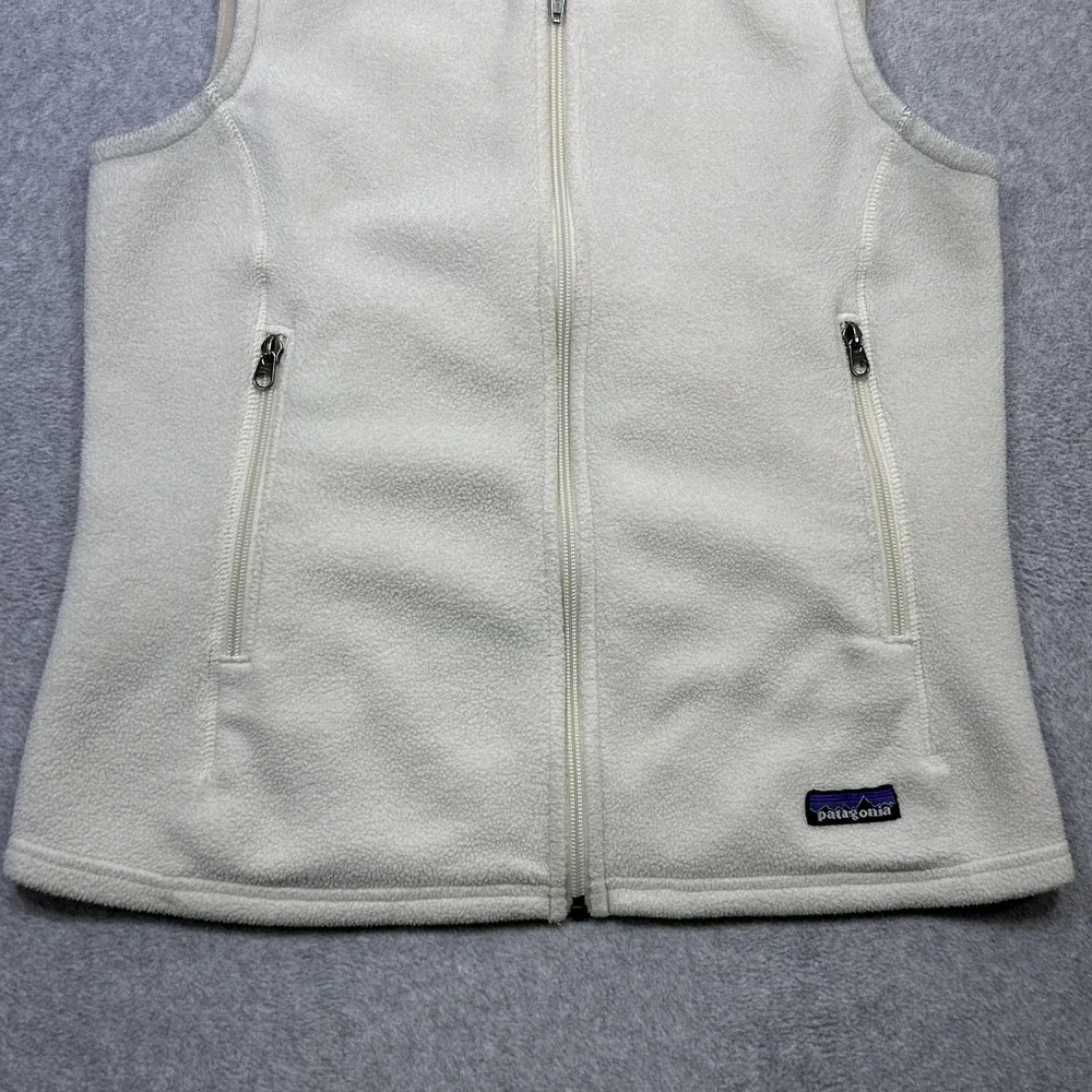 Patagonia Synchilla Fleece Vest Womens Medium Off White Zip Pockets 25165 F0